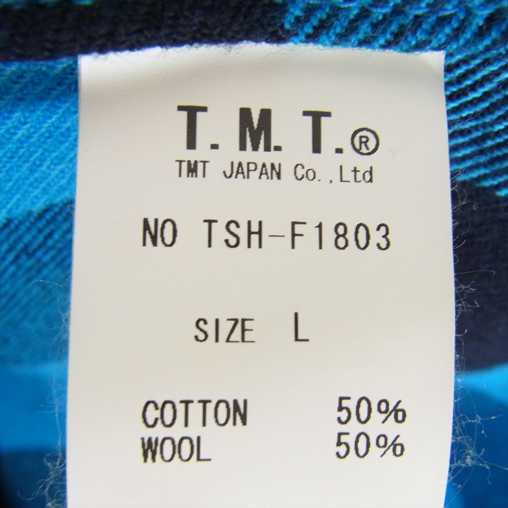 TMT ティーエムティー TSH-F1803 COTTON-WOOL BUFFALO CHECK SHIRTS コットン ウール バッファロー チェック 長袖 シャツ ブルー系 L【中古】