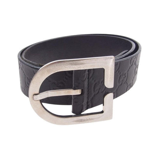 GUCCI グッチ 138440 214351 90 38 GG柄 Gバックル レザー ベルト ブラック系 38【中古】