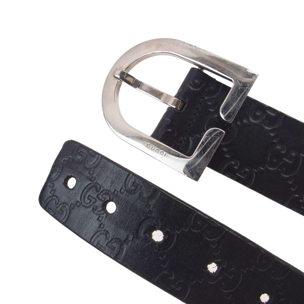GUCCI グッチ 138440 214351 90 38 GG柄 Gバックル レザー ベルト ブラック系 38【中古】