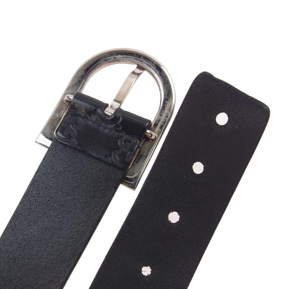 GUCCI グッチ 138440 214351 90 38 GG柄 Gバックル レザー ベルト ブラック系 38【中古】