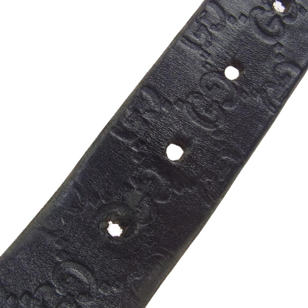 GUCCI グッチ 138440 214351 90 38 GG柄 Gバックル レザー ベルト ブラック系 38【中古】