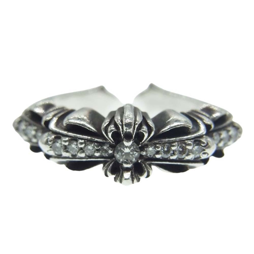 CHROME HEARTS クロムハーツ（原本無） BABY CLSC DBL FLRL CRS P/D ベビークラシック リング ダブルフローラルクロス パヴェ ダイヤモンド シルバー系 8号【中古】