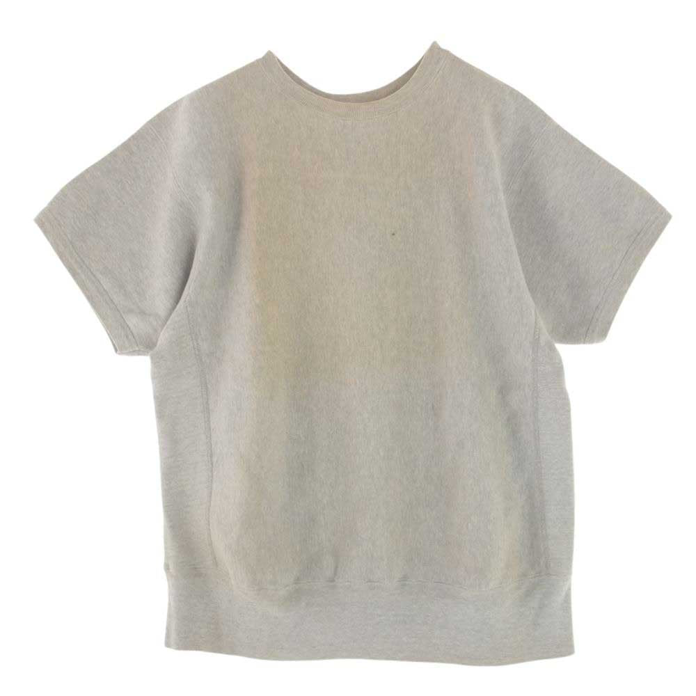 Champion チャンピオン ヴィンテージ 70s 単色タグ 初期 リバースウィーブ 半袖 クルー スウェット グレー系 L【中古】