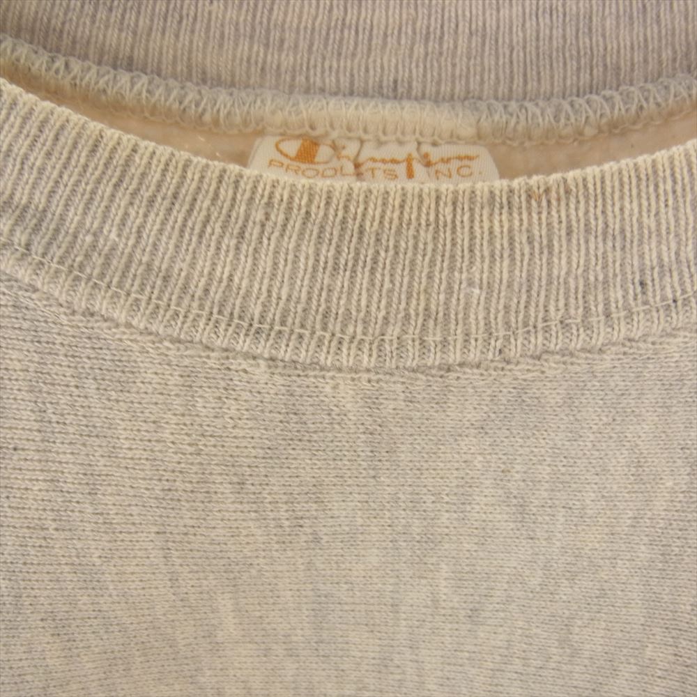 Champion チャンピオン ヴィンテージ 70s 単色タグ 初期 リバースウィーブ 半袖 クルー スウェット グレー系 L【中古】