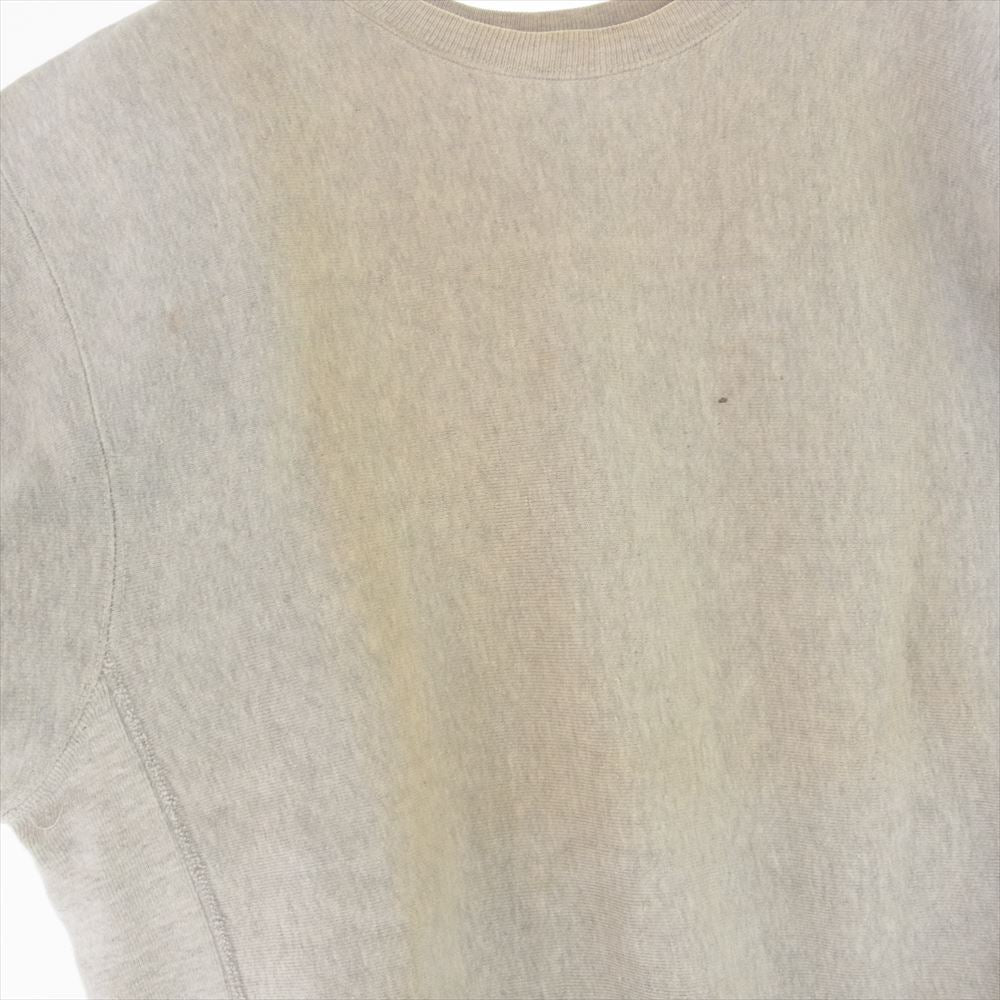 Champion チャンピオン ヴィンテージ 70s 単色タグ 初期 リバースウィーブ 半袖 クルー スウェット グレー系 L【中古】