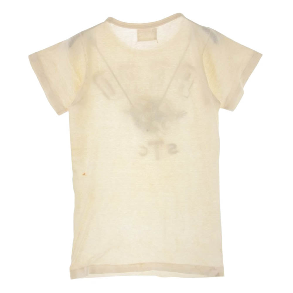 Champion チャンピオン ヴィンテージ 40s プリティー ランナーズタグ デカタグ 胸PERU STC動物 フロッキープリント 半袖Tシャツ オフホワイト系 34【中古】