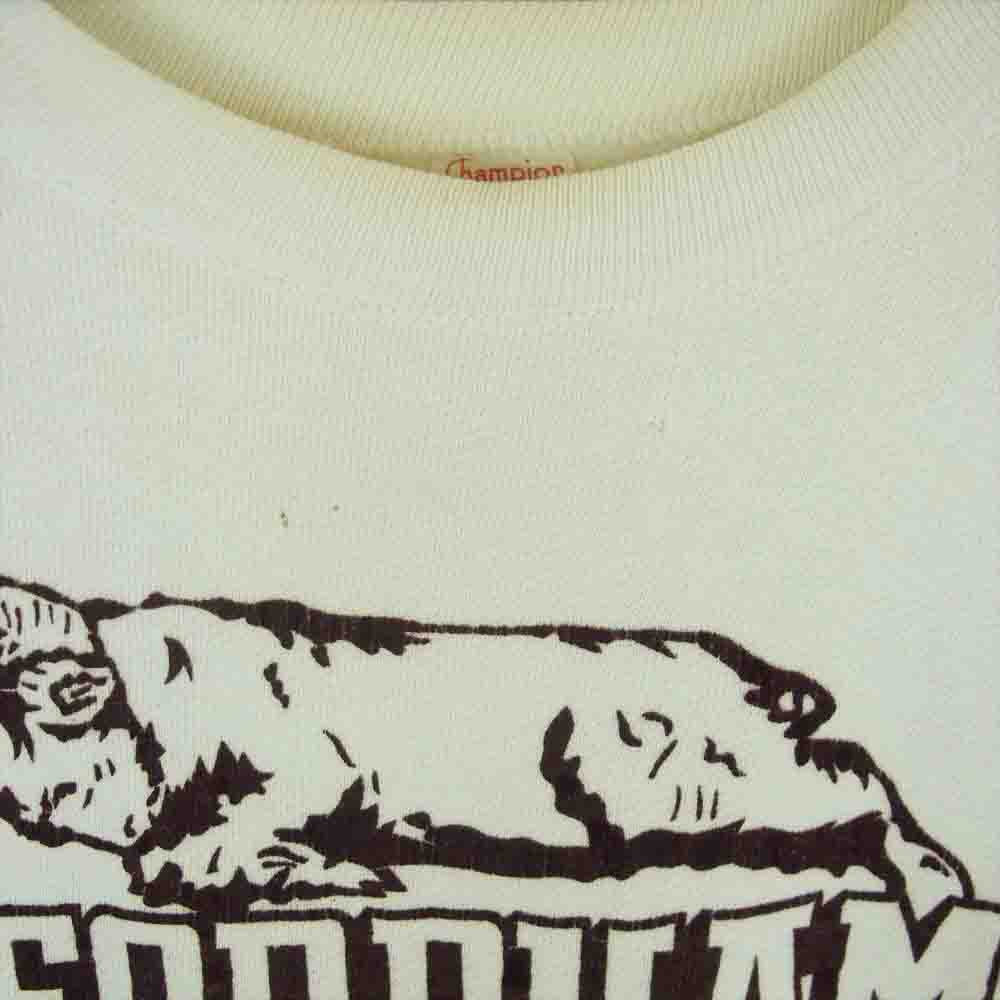 Champion チャンピオン ヴィンテージ 50s 60s 小文字ランタグ FORDHAM フロッキープリント スウェット オフホワイト系 M【中古】