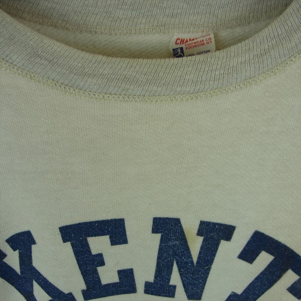Champion チャンピオン ヴィンテージ 60s 大文字ランタグ 後期 KENT プリント 長リブ スウェット オフホワイト系 ライトグレー系 S【中古】