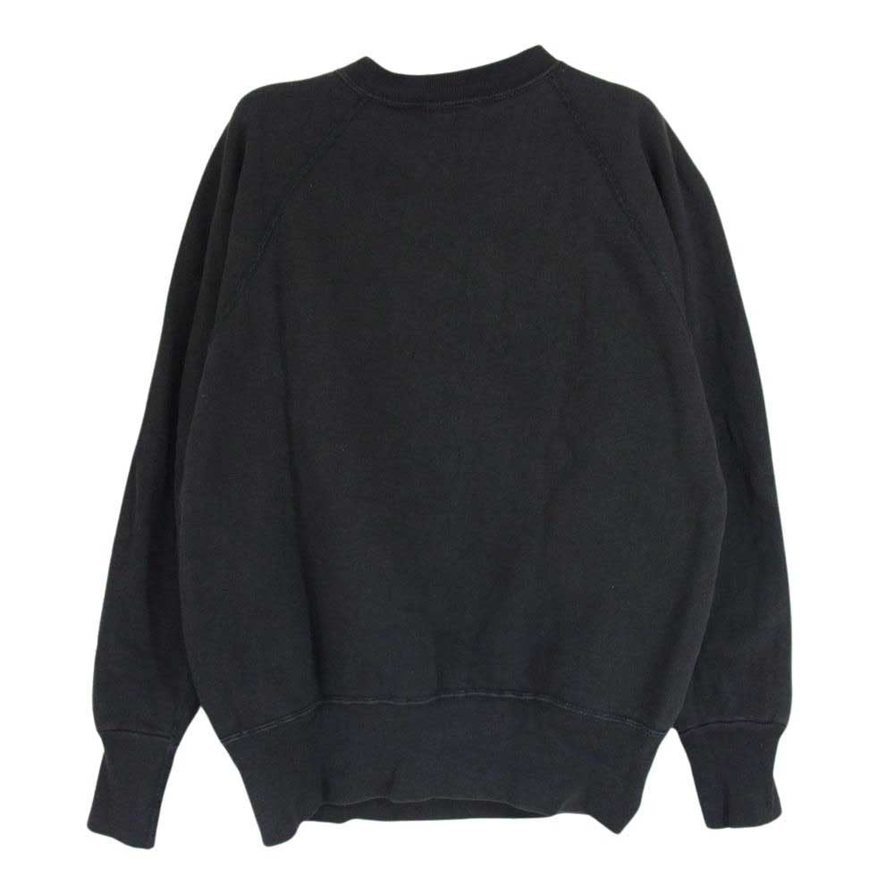 Champion チャンピオン ヴィンテージ 60s 大文字ランタグ 前期 UNIVERSITY MINESOTA フロッキープリント ラグラン スウェット 黒系 ブラック系 M【中古】