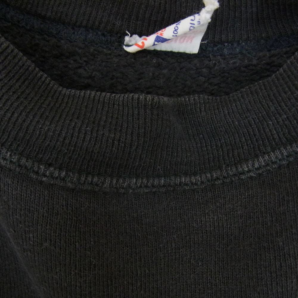 Champion チャンピオン ヴィンテージ 60s 大文字ランタグ 前期 UNIVERSITY MINESOTA フロッキープリント ラグラン スウェット 黒系 ブラック系 M【中古】