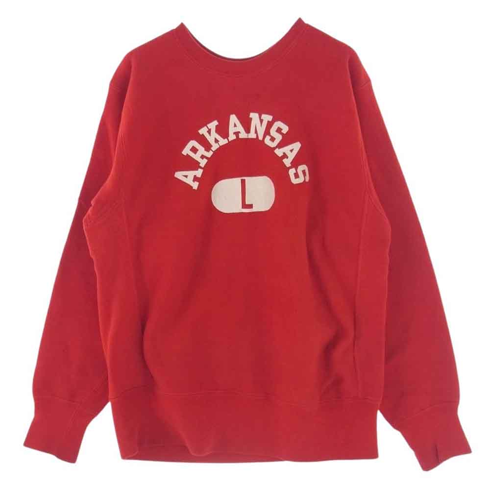 Champion チャンピオン ヴィンテージ 60s タタキタグ後期 ARKANSAS プリント リバースウィーブ クルー スウェット レッド系 L【中古】