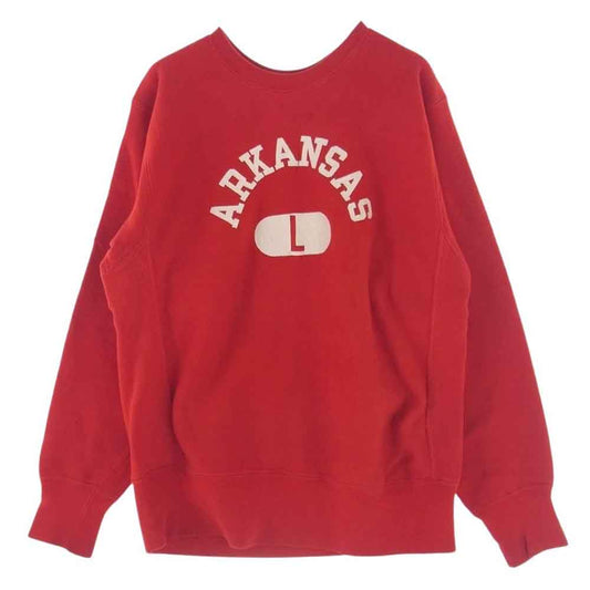 Champion チャンピオン ヴィンテージ 60s タタキタグ後期 ARKANSAS プリント リバースウィーブ クルー スウェット レッド系 L【中古】