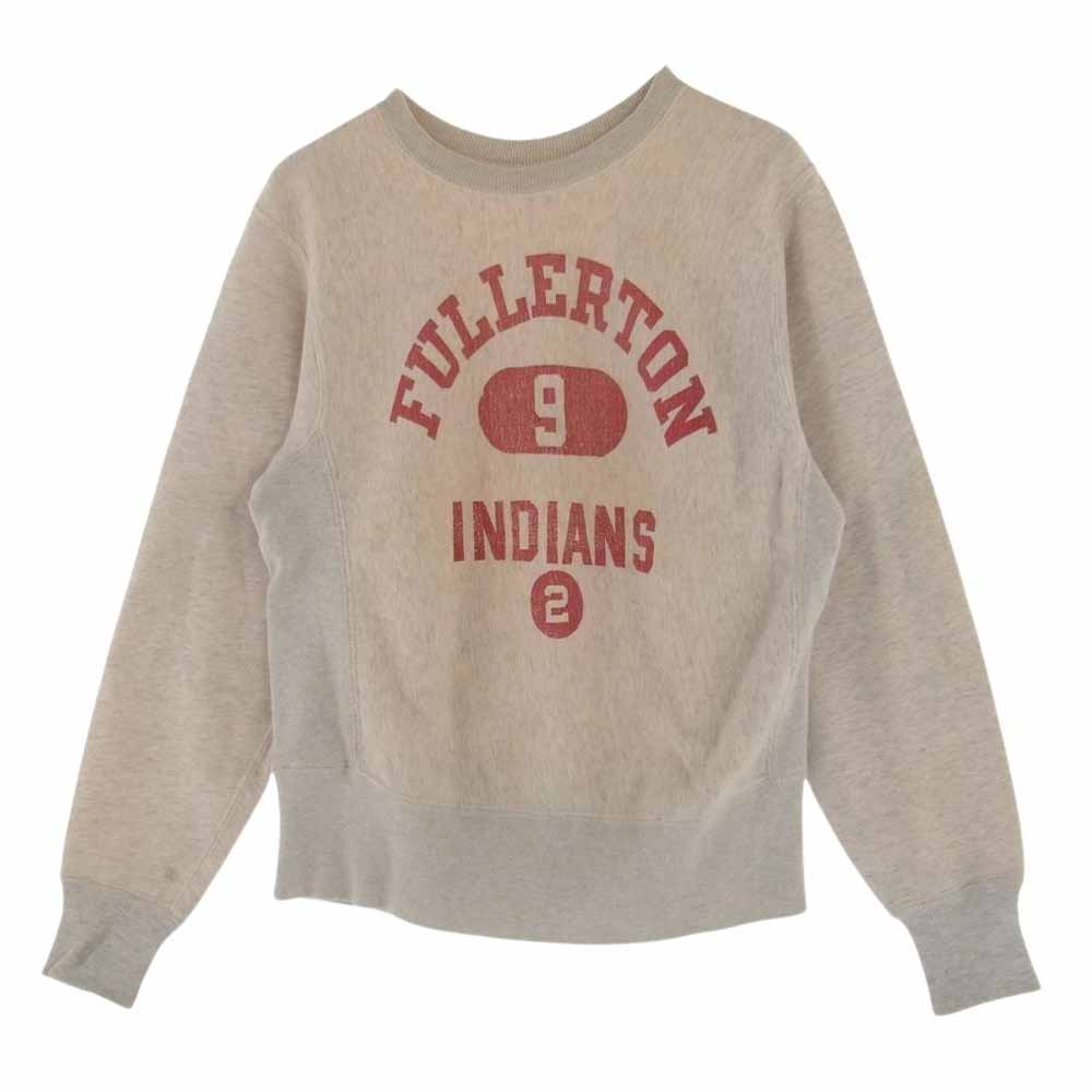 Champion チャンピオン ヴィンテージ 50s タタキタグ 初期 FULLERTON INDIANS 染み込みプリント リバースウィーブ クルー スウェット グレー系 S【中古】