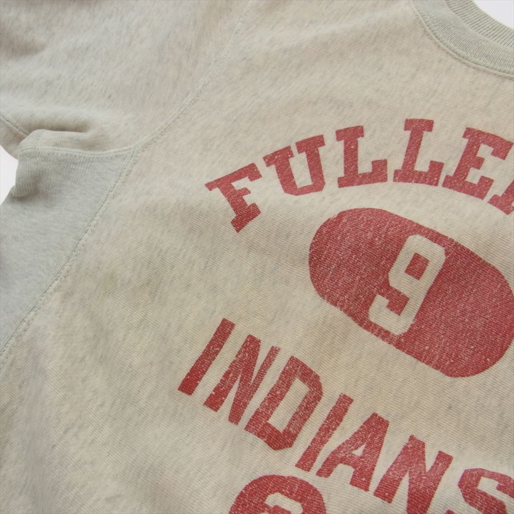 Champion チャンピオン ヴィンテージ 50s タタキタグ 初期 FULLERTON INDIANS 染み込みプリント リバースウィーブ クルー スウェット グレー系 S【中古】