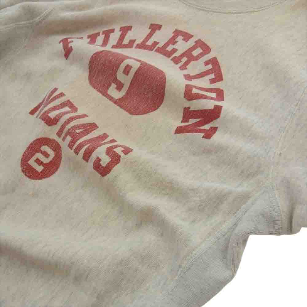 Champion チャンピオン ヴィンテージ 50s タタキタグ 初期 FULLERTON INDIANS 染み込みプリント リバースウィーブ クルー スウェット グレー系 S【中古】