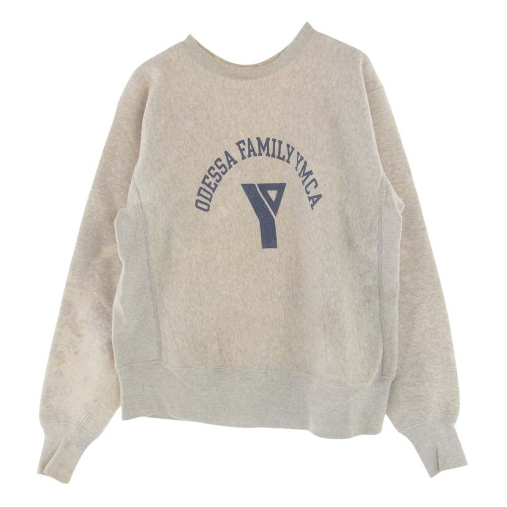 Champion チャンピオン ヴィンテージ 60s 70s タタキタグ最終 YMCA 染み込み プリント リバースウィーブ クルー スウェット グレー系 XL【中古】