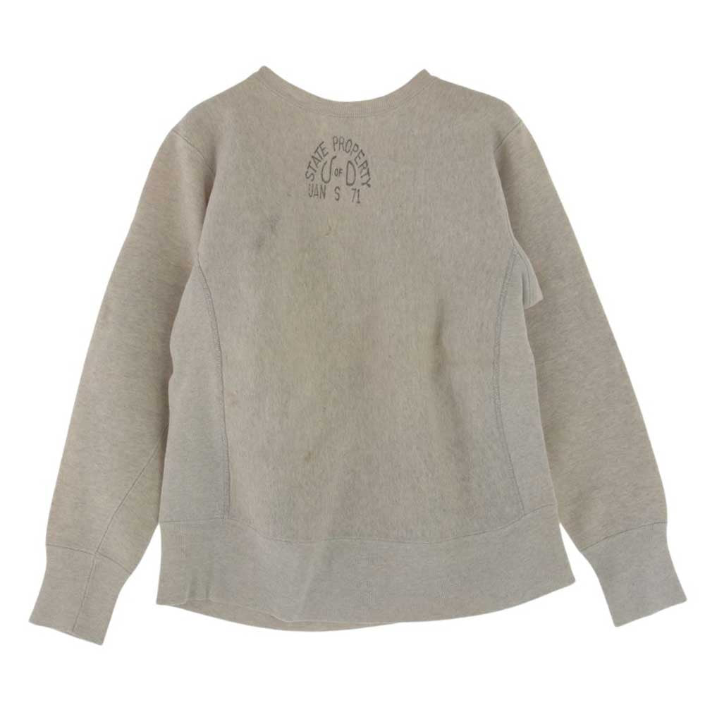 Champion チャンピオン ヴィンテージ 70s 単色タグ 前期 US NAVY  プリント リバースウィーブ クルー スウェット グレー系 S【中古】