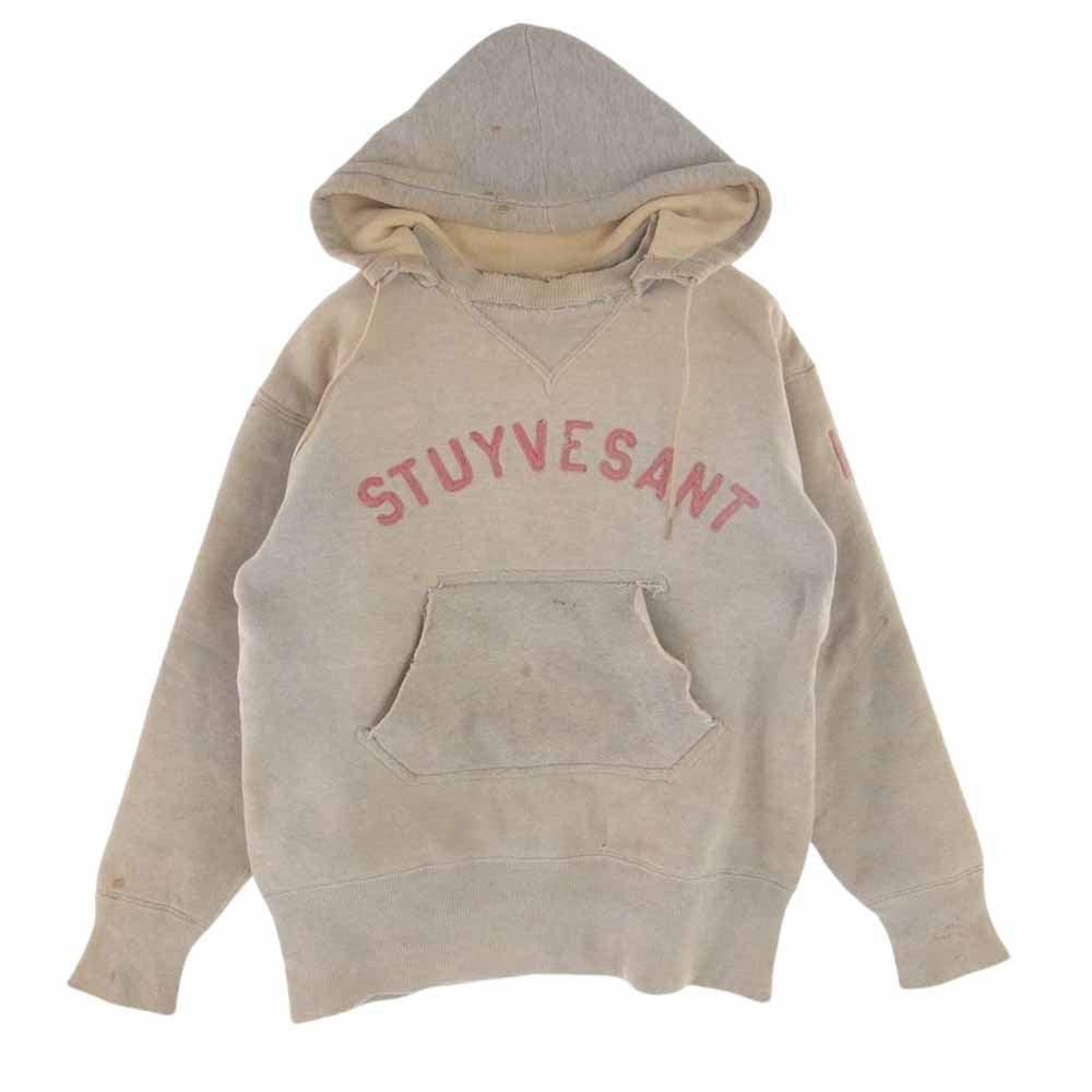 ビンテージ ヴィンテージ 30s 両Vガゼット はめ込み式 フード後付け STUYVE SANT 刺繍 プルオーバー パーカー オフホワイト系【中古】