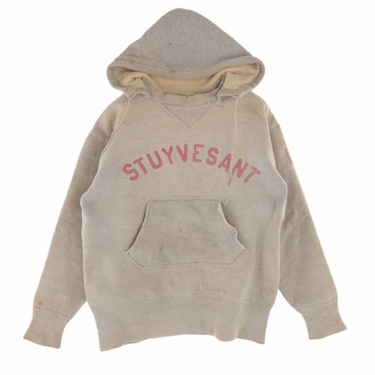 ビンテージ ヴィンテージ 30s 両Vガゼット はめ込み式 フード後付け STUYVE SANT 刺繍 プルオーバー パーカー オフホワイト系【中古】