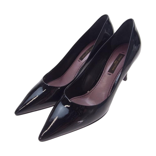 LOUIS VUITTON ルイ・ヴィトン NL1008 ポインテッドトゥ エナメル ヒール パンプス  ブラック系 34【極上美品】【中古】