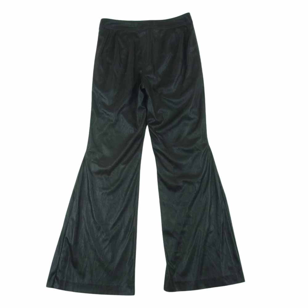 ミラショーン 500-61501-082 フェイクレザー プリーテッド フレア パンツ ブラック系 40【極上美品】【中古】
