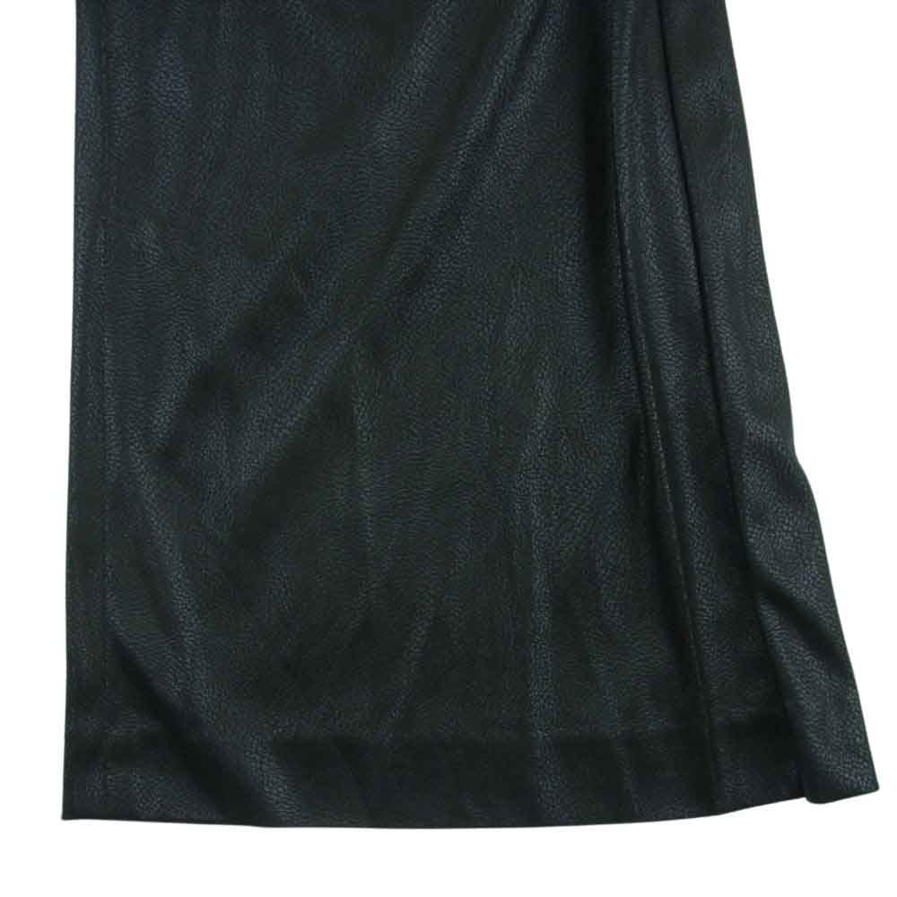 ミラショーン 500-61501-082 フェイクレザー プリーテッド フレア パンツ ブラック系 40【極上美品】【中古】