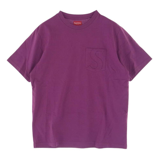 Supreme シュプリーム 21SS Laser Cut S Logo Pocket Tee レーザー カット Sロゴ ポケット 半袖 Tシャツ パープル系 M【極上美品】【中古】