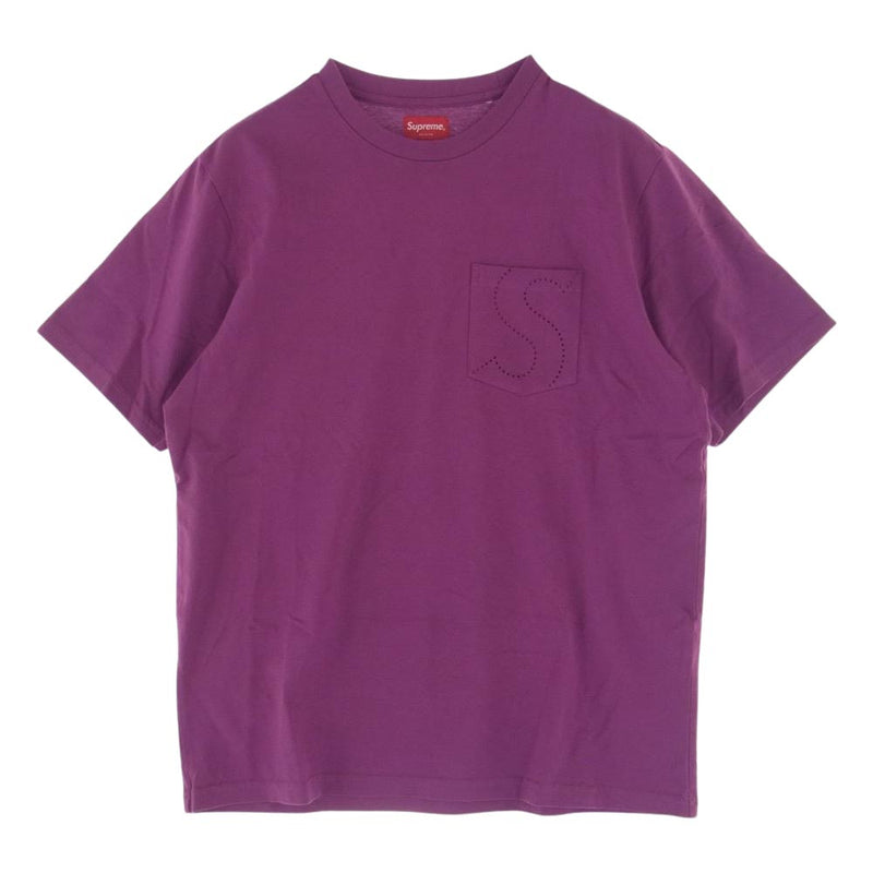 Supreme シュプリーム 21SS Laser Cut S Logo Pocket Tee レーザー カット Sロゴ ポケット 半袖 Tシャツ パープル系 M【極上美品】【中古】