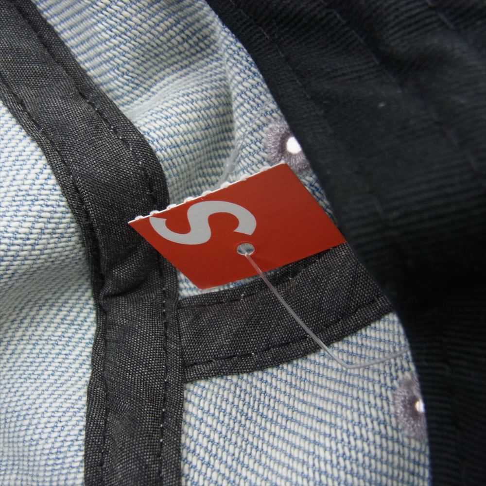 Supreme シュプリーム 20AW Logo Stripe Jacquard Denim Crusher ロゴ ストライプ ジャガード デニム バケットハット ライトブルー系 M-L【中古】