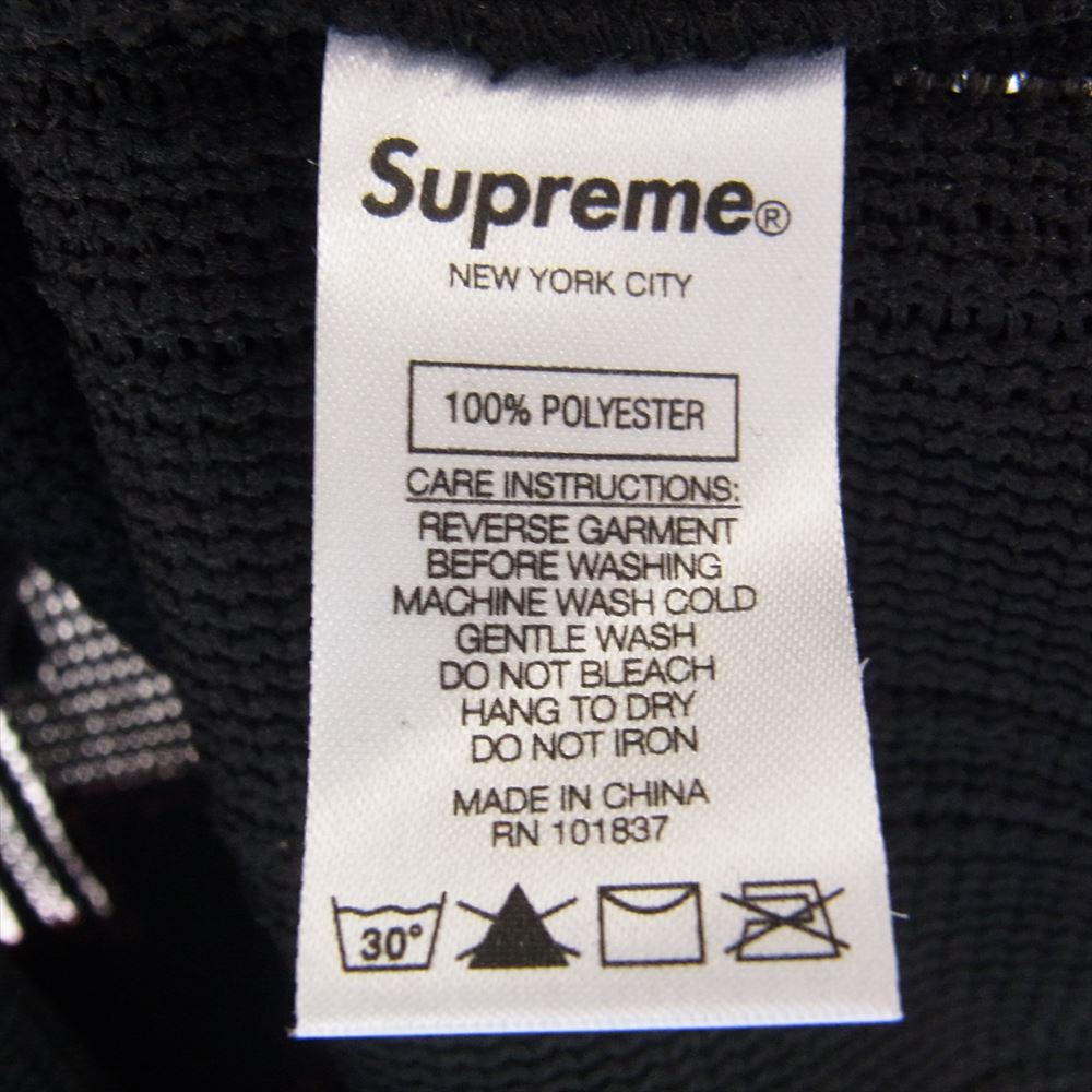 Supreme シュプリーム 21SS Mesh Stripe Football Jersey メッシュ ストライプ フットボール ジャージ ロゴワッペン Vネック 半袖 Tシャツ カットソー ブラック系 L【中古】