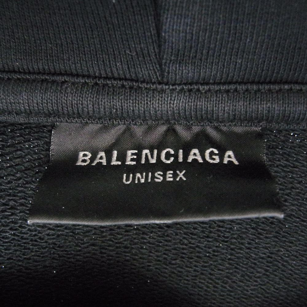 BALENCIAGA バレンシアガ 23AW 744462 TQUX7 PARIS MOON OVERSIZED POCKET HOODIE パリス ムーン デストロイ加工 オーバーサイズ ポケット フーディー  パーカー ブラック系 １【中古】