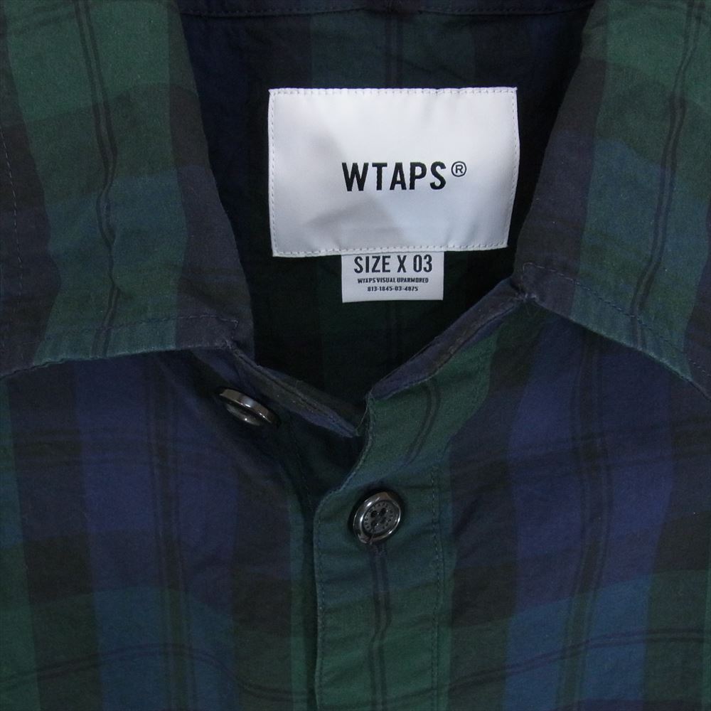 WTAPS ダブルタップス 22SS 221TQDT SHM04 WCPO/SS/COTTON.BROADCLOTH.TEXTILE 半袖シャツ ネイビー系 X03【中古】