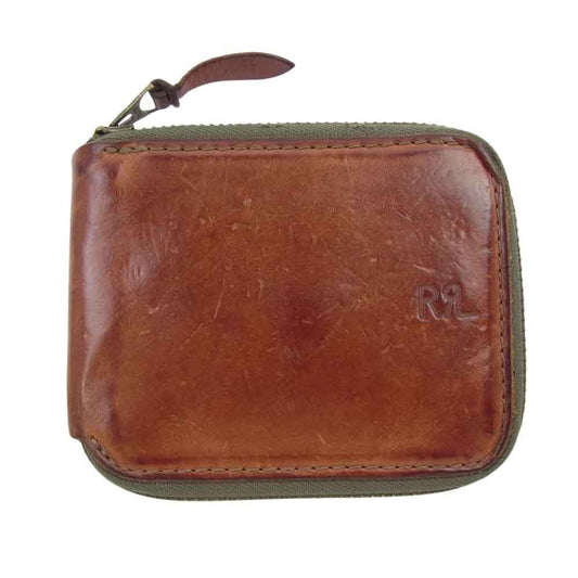 RRL ダブルアールエル イタリア製 レザー ジップ ウォレット ブラウン系【中古】