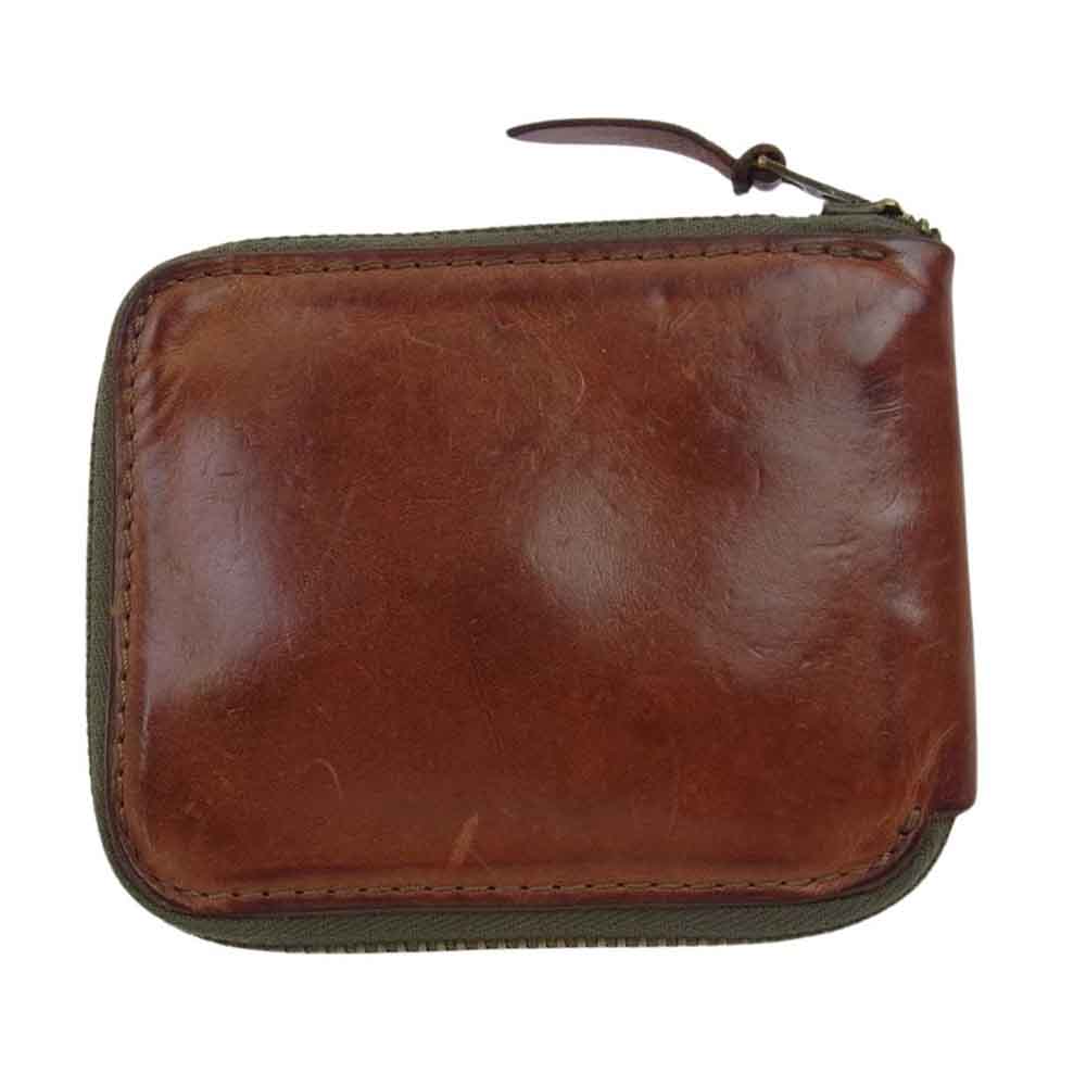 RRL ダブルアールエル イタリア製 レザー ジップ ウォレット ブラウン系【中古】