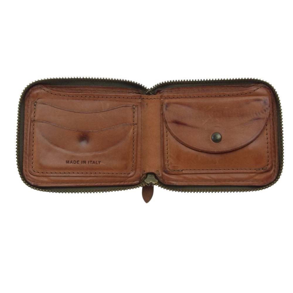 RRL ダブルアールエル イタリア製 レザー ジップ ウォレット ブラウン系【中古】