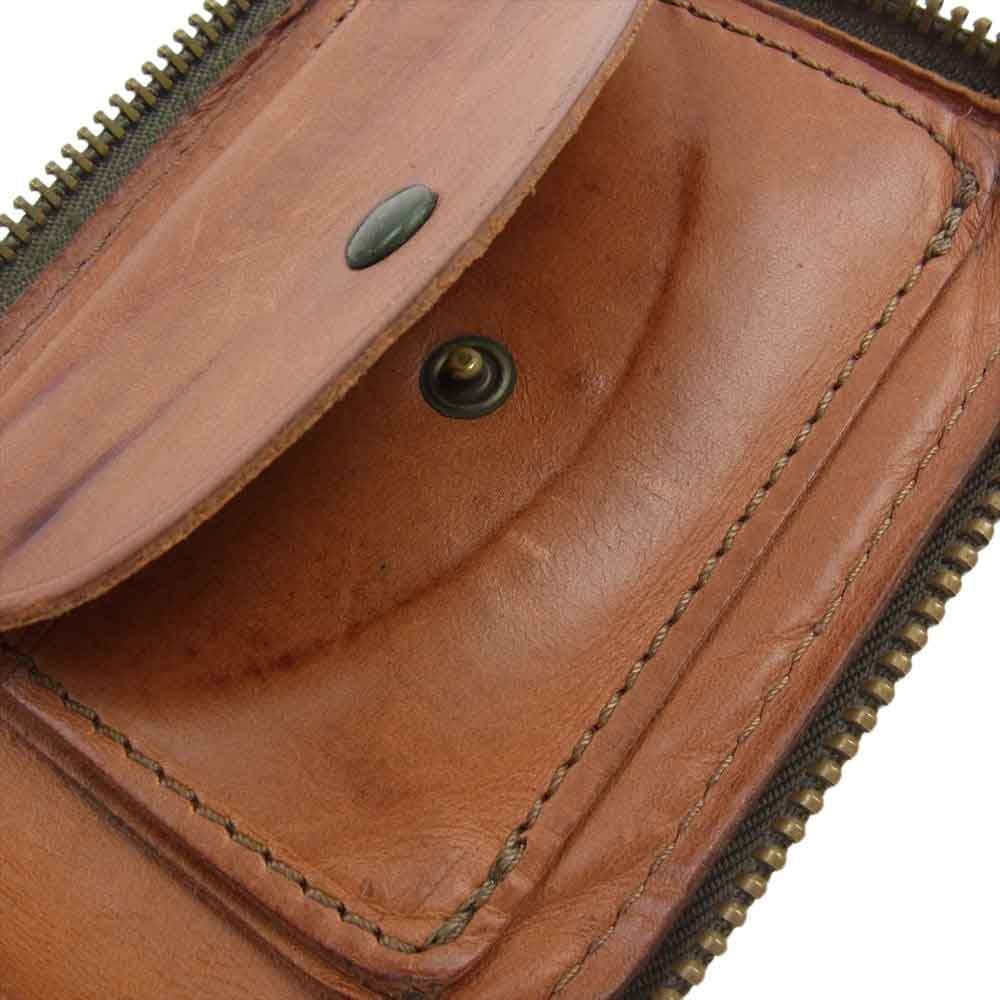RRL ダブルアールエル イタリア製 レザー ジップ ウォレット ブラウン系【中古】