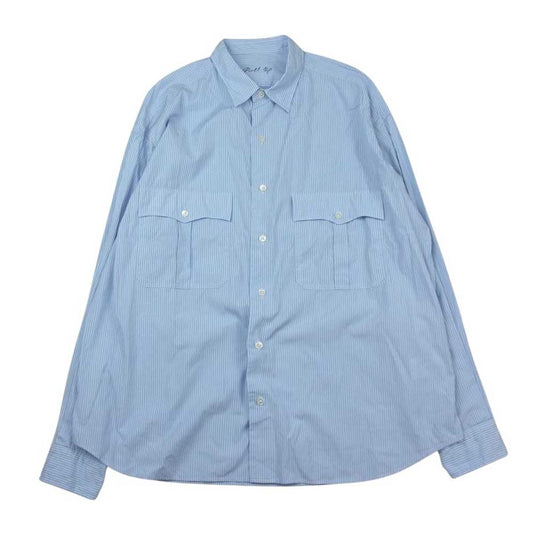 PORTER CLASSIC ポータークラシック  ROLL UP STRIPE SHIRT ロールアップ ストライプ 長袖 シャツ ブルー系 L【中古】