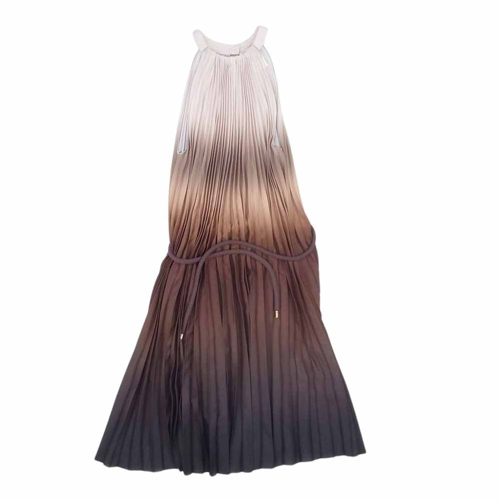 MAX MARA マックスマーラ 122101926 グラデーション プリーツ ノースリーブ ロングワンピース ブラウン系 38【中古】