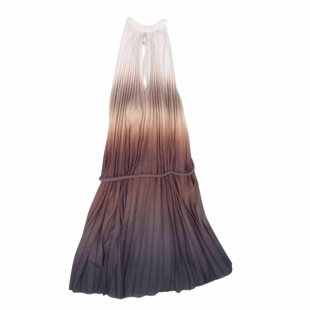 MAX MARA マックスマーラ 122101926 グラデーション プリーツ ノースリーブ ロングワンピース ブラウン系 38【中古】