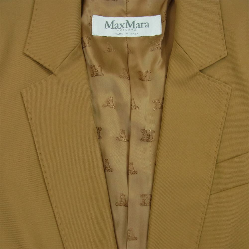 MAX MARA マックスマーラ 104133086 SFILATA イタリア製 裏地ロゴ総柄 2B テーラード ジャケット ブラウン系 36【中古】