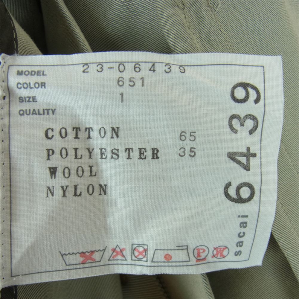 Sacai サカイ 23SS 23-06439 Cotton Gabardine Blouson コットン ギャバジン タック ジャケット グレー系 1【中古】