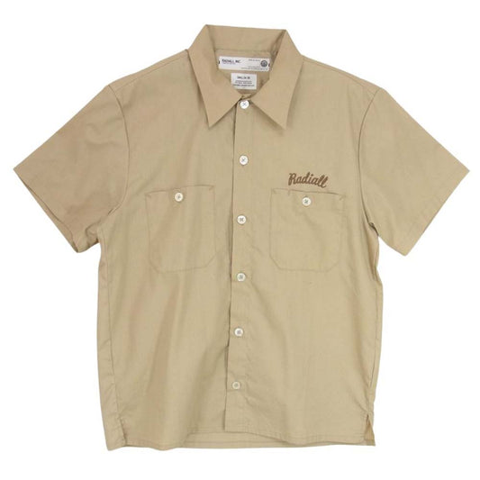 RADIALL ラディアル 10SS-SPOT-03 ロゴ刺繍 半袖 ワーク シャツ ベージュ系 S【中古】