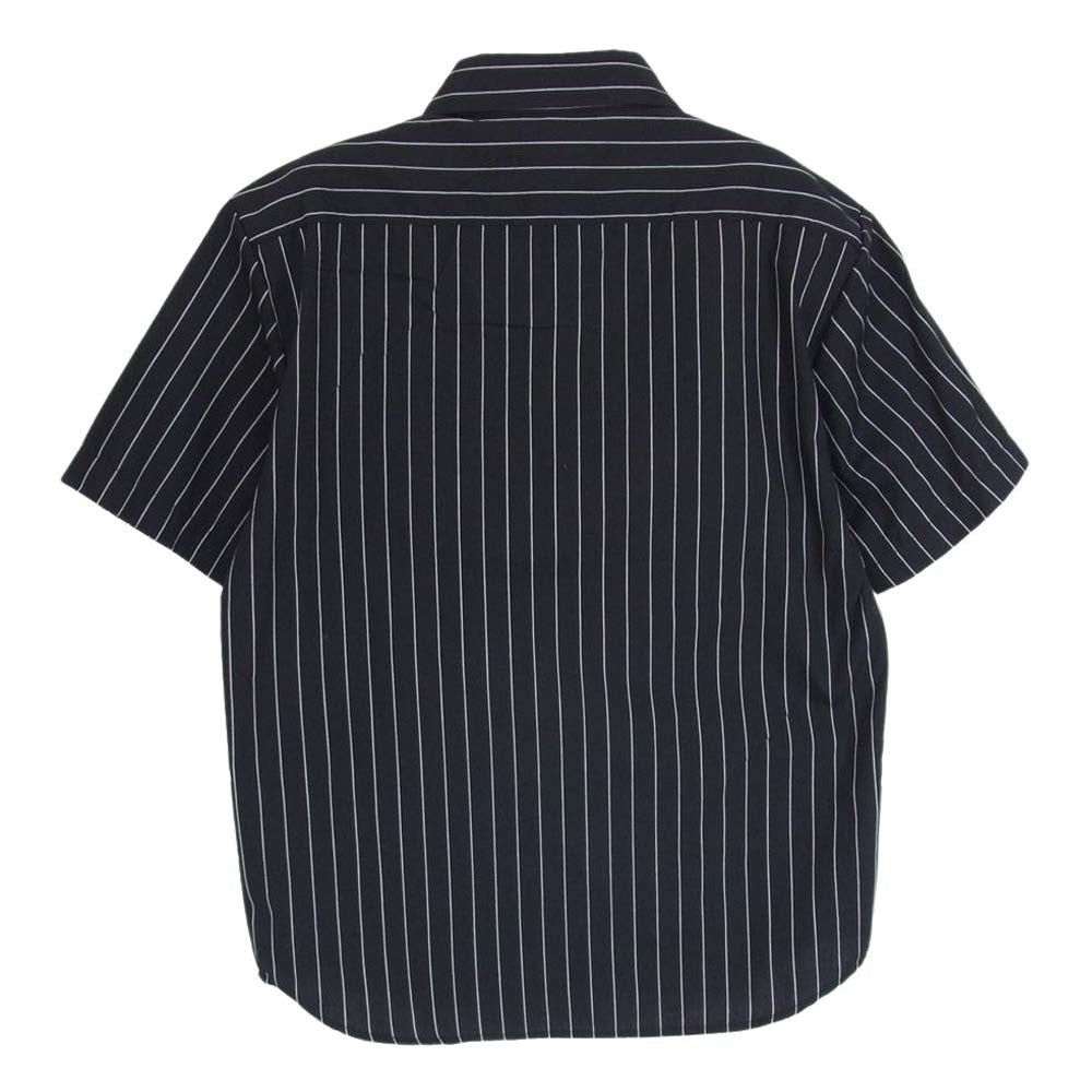 RADIALL ラディアル RAD-11SA-SH005 ロゴ刺繍 ワッペン ストライプ 半袖 ワーク シャツ ブラック系 S【中古】