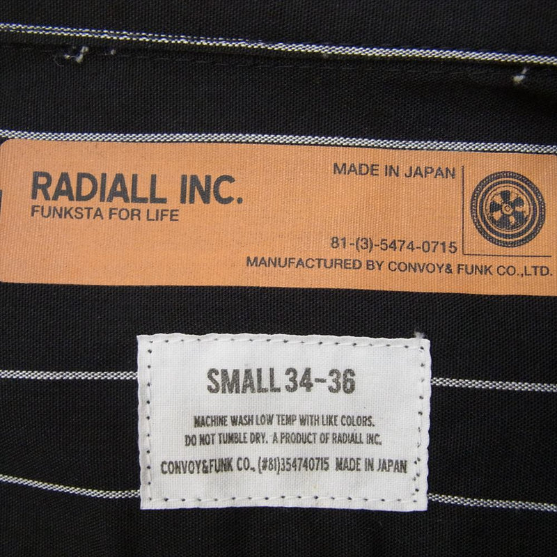 RADIALL ラディアル RAD-11SA-SH005 ロゴ刺繍 ワッペン ストライプ 半袖 ワーク シャツ ブラック系 S【中古】