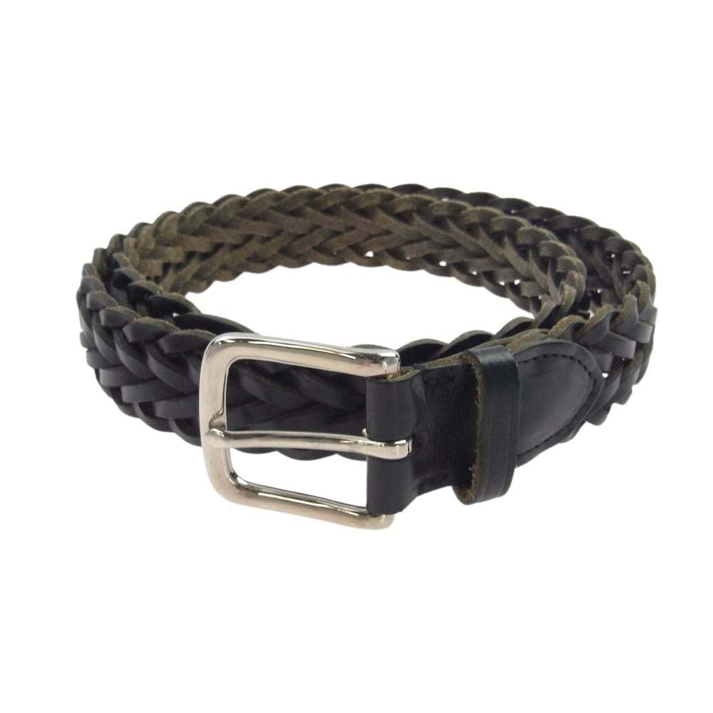 WHITE HOUSE COX ホワイトハウスコックス leather belt レザー メッシュ ベルト ブラック系【中古】