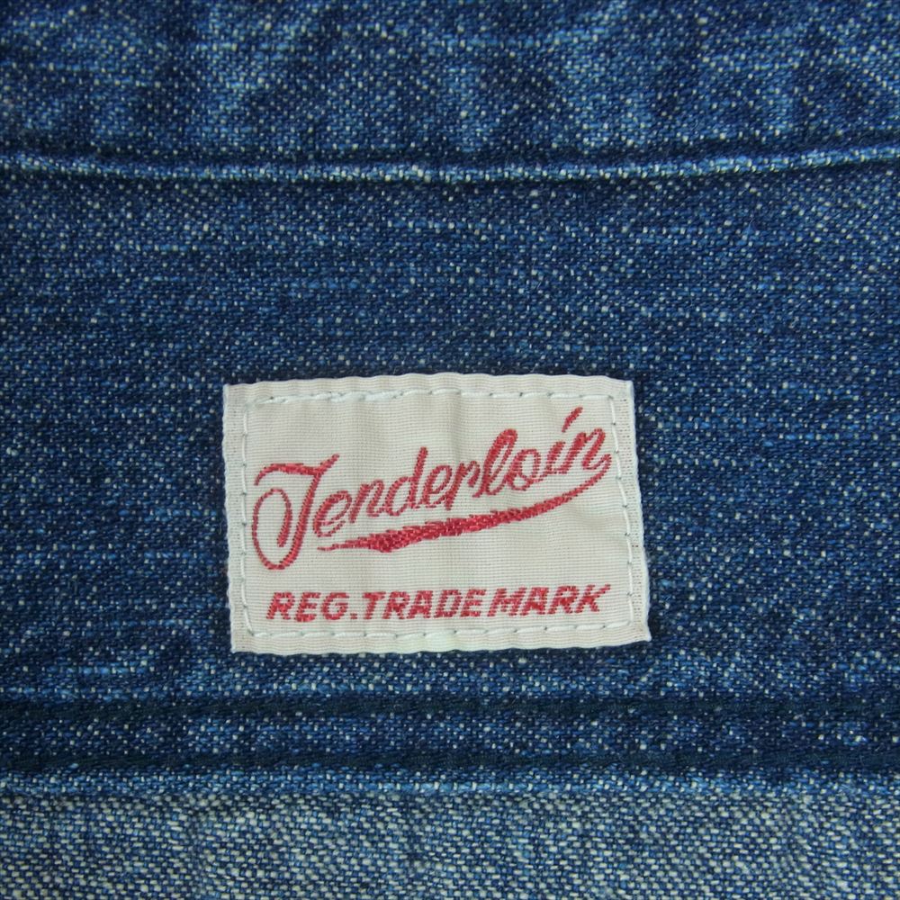 TENDERLOIN テンダーロイン T-DENIM WORK SHT デニム ワーク 長袖 シャツ オレンジ ステッチ インディゴブルー系 S【中古】