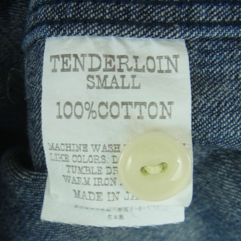 TENDERLOIN テンダーロイン T-DENIM WORK SHT デニム ワーク 長袖 シャツ オレンジ ステッチ インディゴブルー系 S【中古】