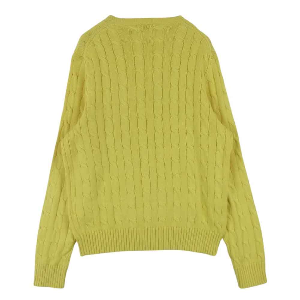 POLO RALPH LAUREN ポロ・ラルフローレン 刺繍ロゴ ケーブル ニット コットン イエロー系 M【中古】