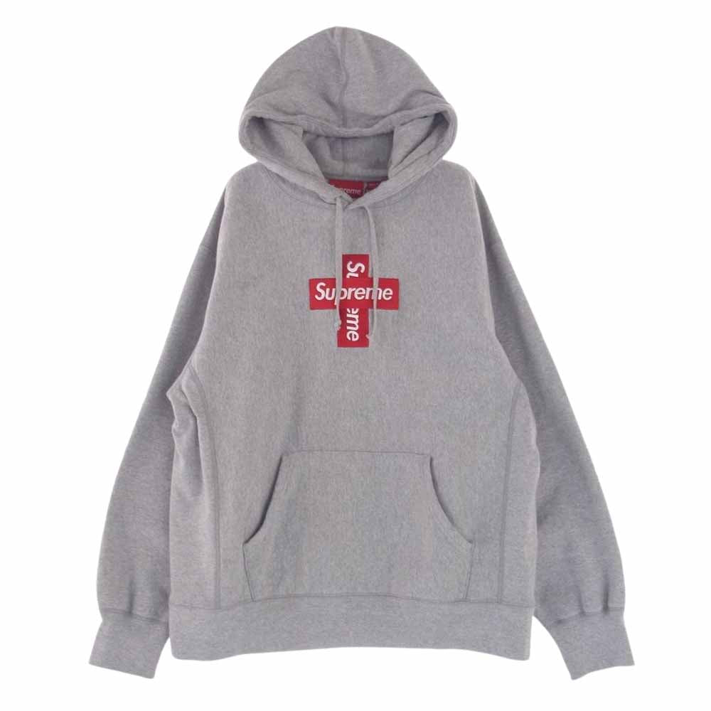 Supreme シュプリーム 20AW Cross Box Logo Hooded Sweatshirt クロス ボックスロゴ フーデッド スウェットシャツ パーカー 裏起毛 フーディー プルオーバー グレー系 M【中古】