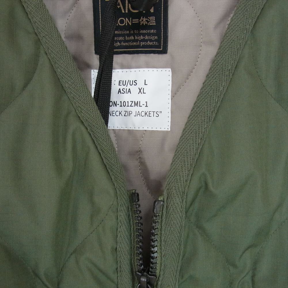 タイオン TAION-101ZML-1 VNECK ZIP JACKETS ミリタリー  Vネック ジップ ジャケット カーキ系 XL【中古】